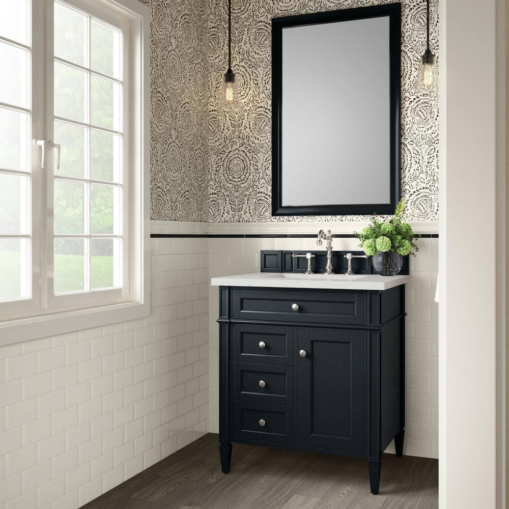 30 in. Single Vanity, Black Onyx with 3 cm Lime Delight Quartz Top