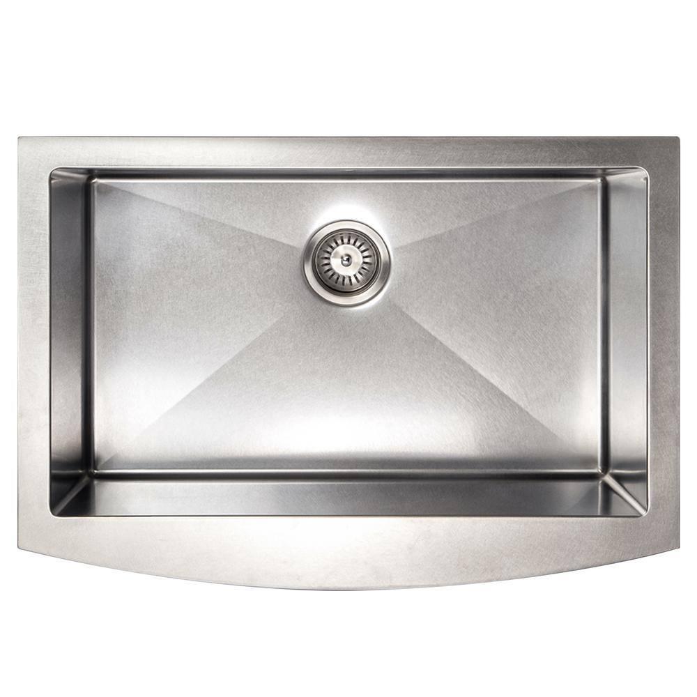 ZLINE 30 in. Zermatt Farmhouse Apron Mount Single Bowl DuraSnow Stainless Steel Kitchen Sink W/ Bottom Grid (SAS-30S)
