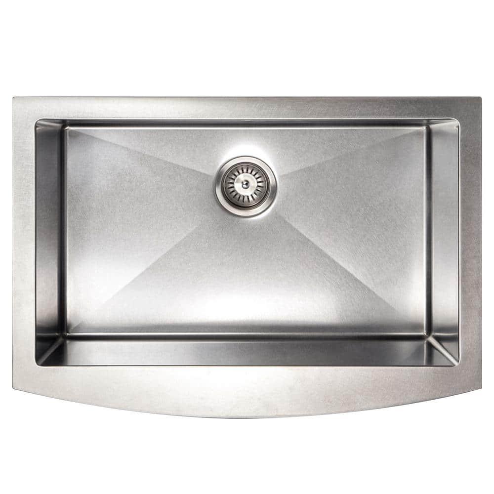 ZLINE 30 in. Zermatt Farmhouse Apron Mount Single Bowl DuraSnow Stainless Steel Kitchen Sink W/ Bottom Grid (SAS-30S)