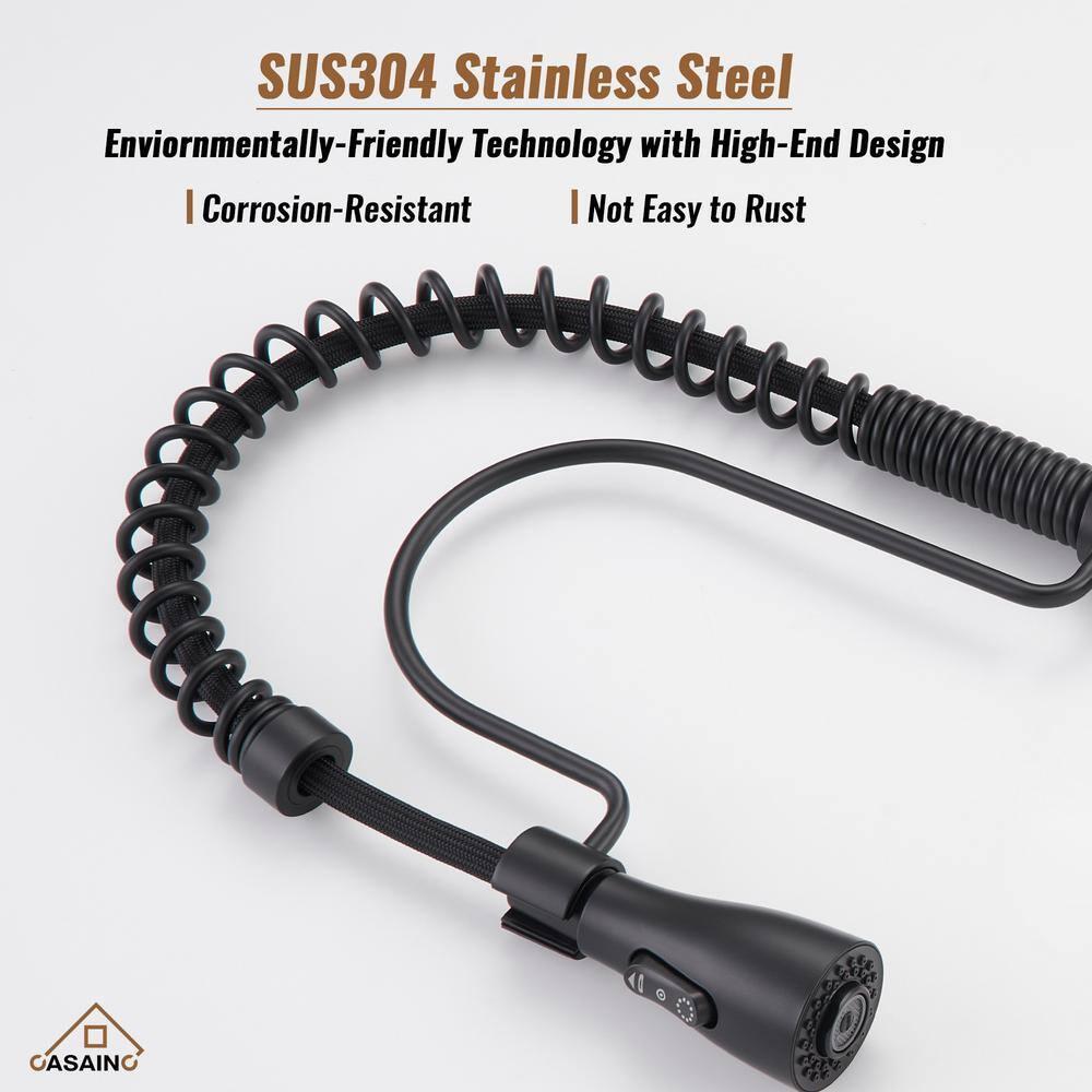 CASAINC CASAINC Single Bowl White Fireclay Farmhouse Kitchen Sink With Faucet Included KCSL0035-36W22M