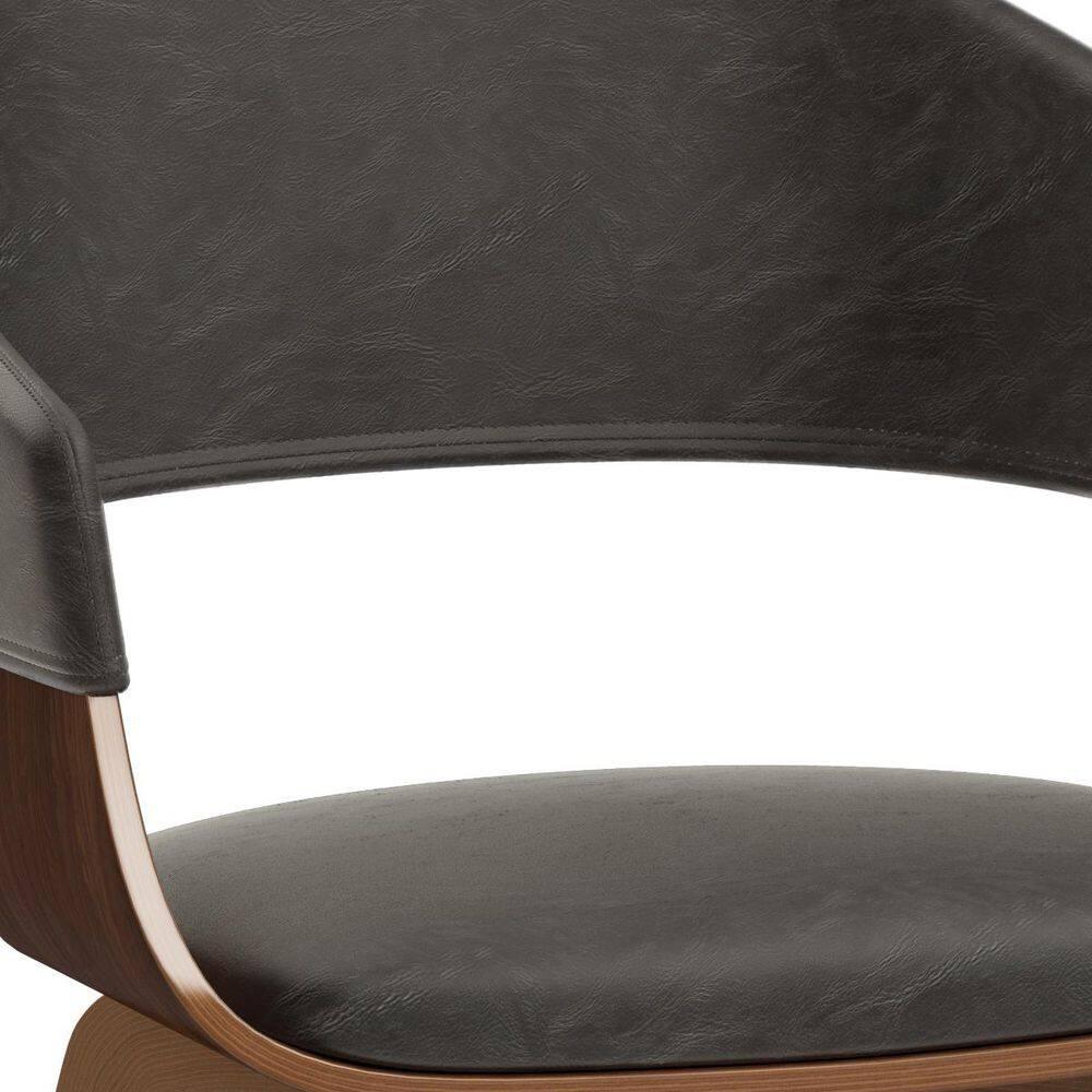 Simpli Home Lowell Bentwood Upholstered Dining Chair with Curved Backrest in Mid-Century Modern Style