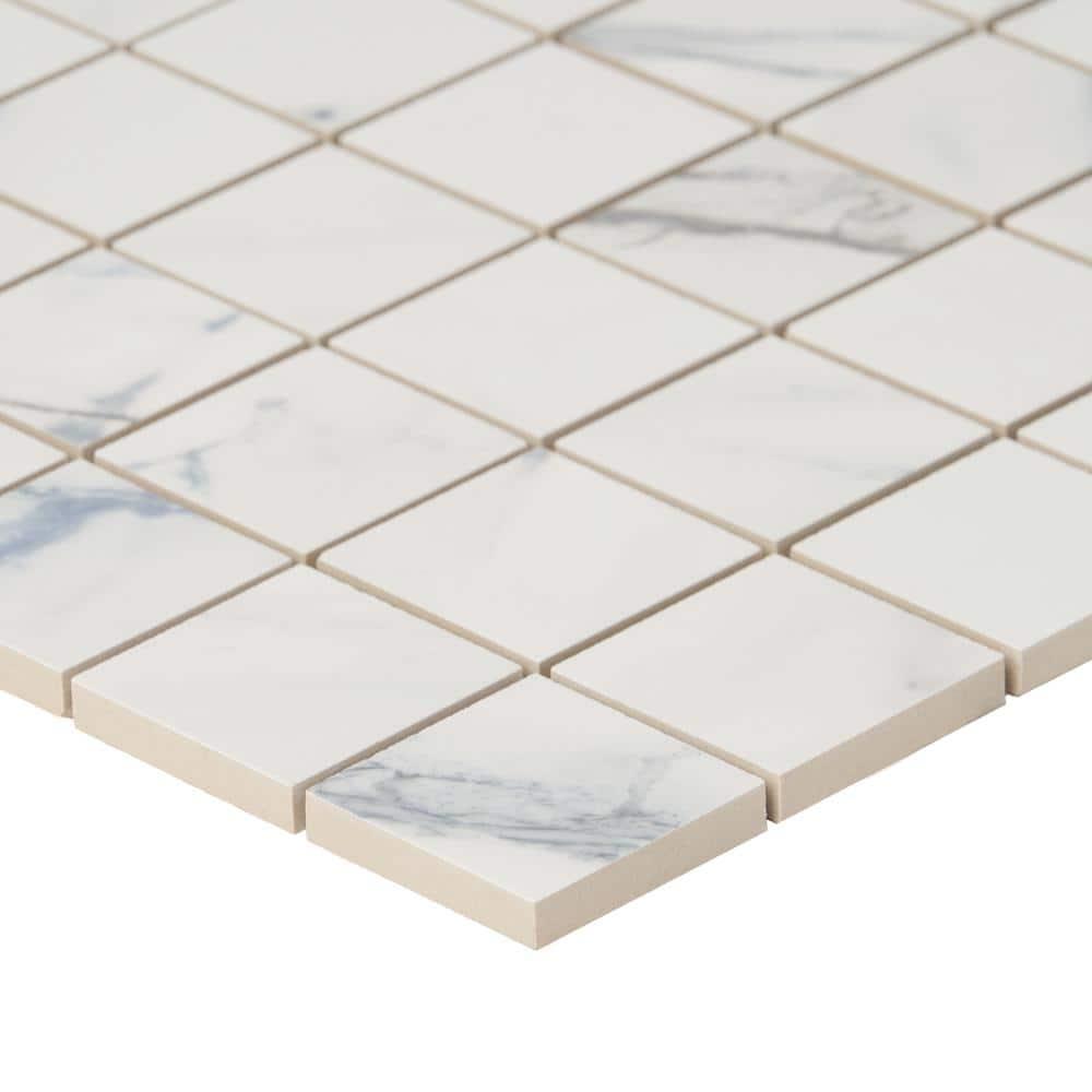 Calacatta Indigo 2" x 2" Porcelain Grid Mosaic Wall & Floor Tile