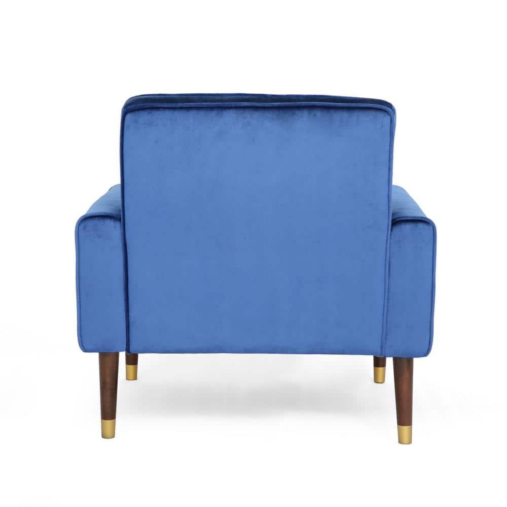 Noble House Nelson Navy Blue and Espresso Brown FabricTufted Club Chair