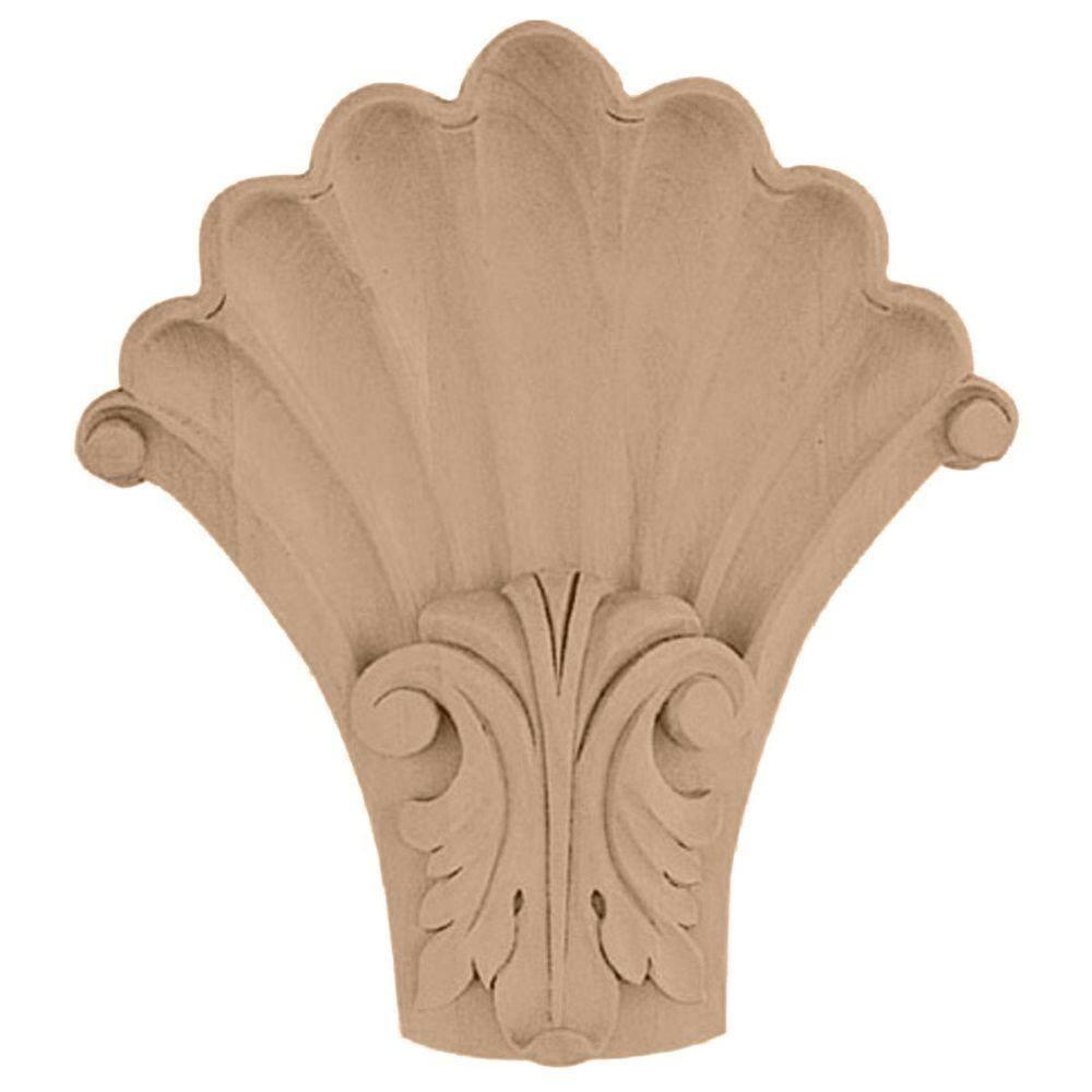 Ekena Millwork 5 1/4"W x 2"D x 6 1/2"H Medium Acanthus in Shell Corbel, Lindenwood
