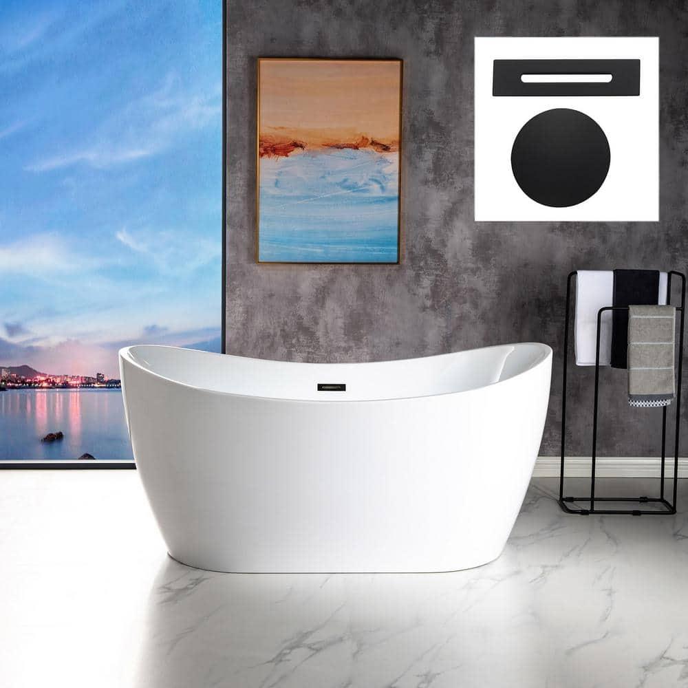 59'' x 28.75'' Freestanding Soaking Acrylic Bathtub