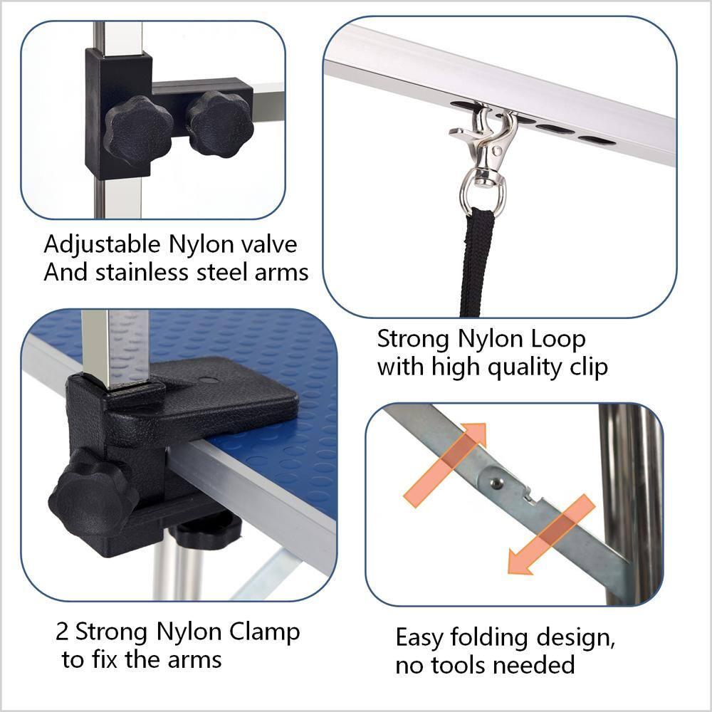 Blue Heavy-Duty Stainless Steel Folding Pet Grooming Table