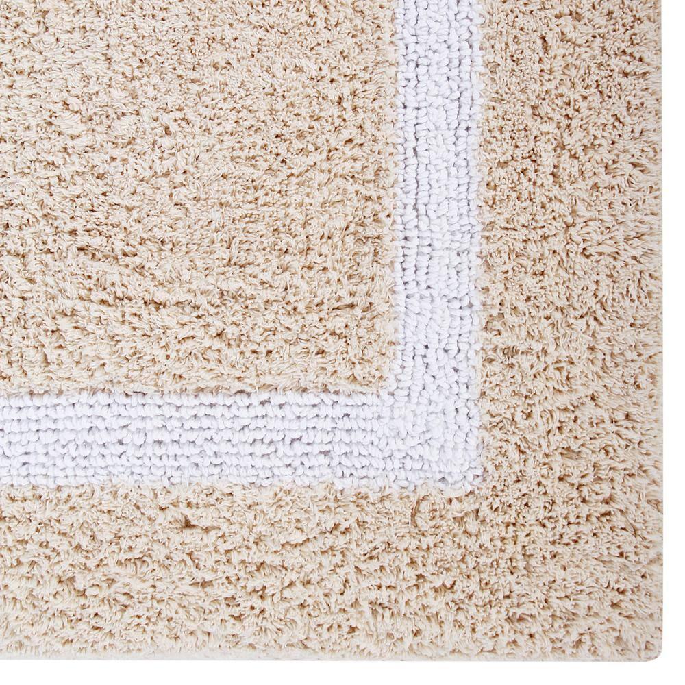 Better Trends Hotel Multi 100% Cotton Tufted Two Tone Reversible Bath Rug Set 2 PC (17" x 24" | 20" x 20") - Sand/White