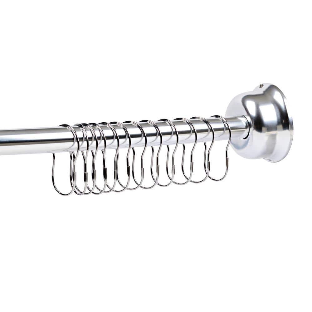 Utopia Alley Utopia Alley Rustproof Fixed Mount Single Curved Shower Rod, Aluminum, adjustable from 45" to 72" Wide