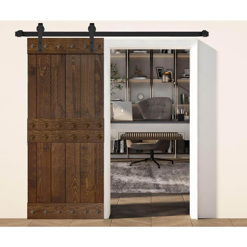 IsLife 84'' Solid Wood Paneled Matte without Installation Hardware Kit Barn Door