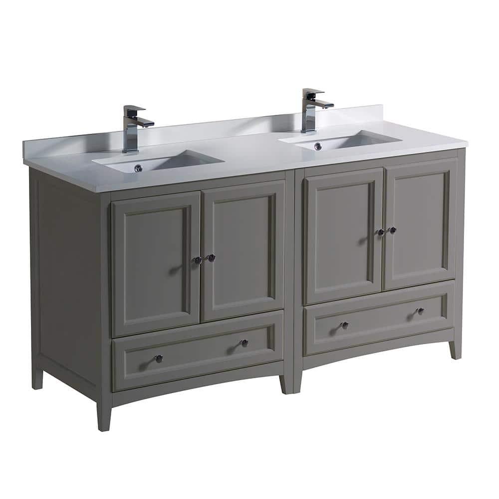 Oxford 60" Freestanding Double Sink Bathroom Vanity with Top and Sinks (Faucets Not Included)