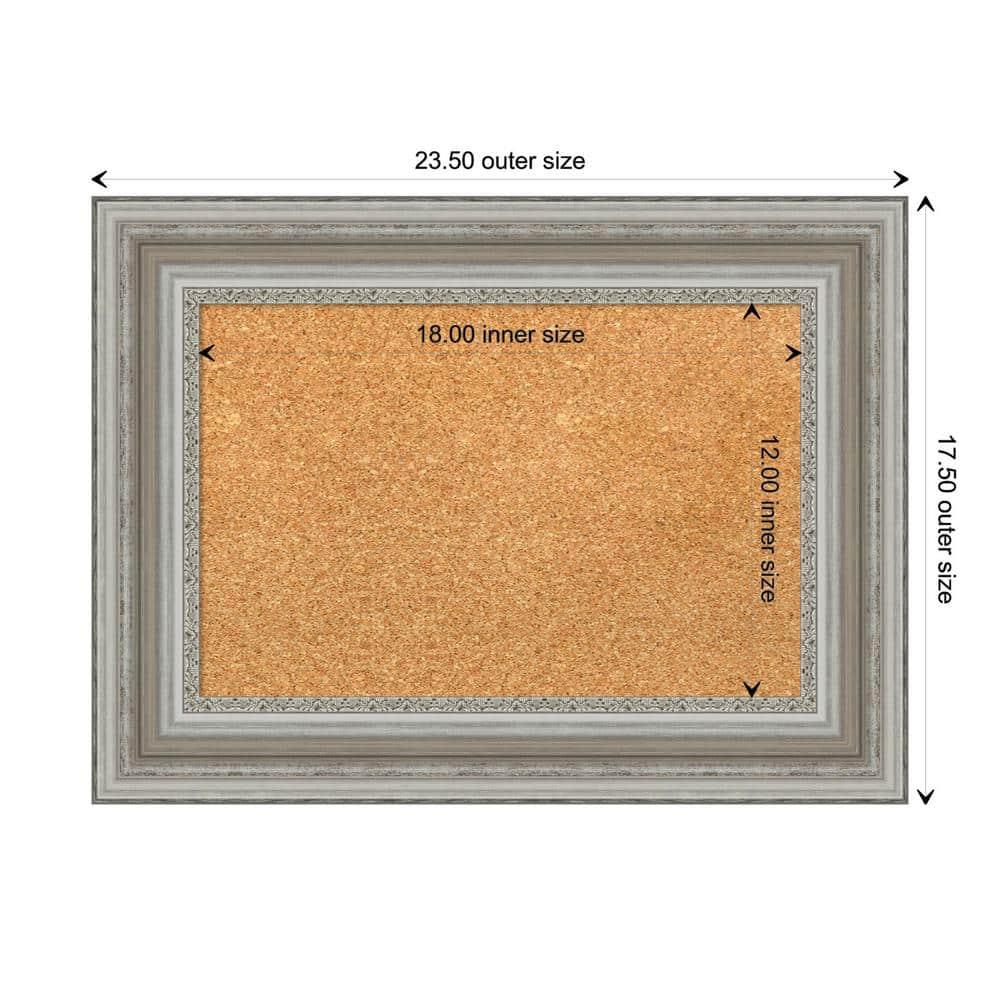 Amanti Art Natural Cork Board Framed Parlor Silver Bulletin Board 24 in. x 18 in.