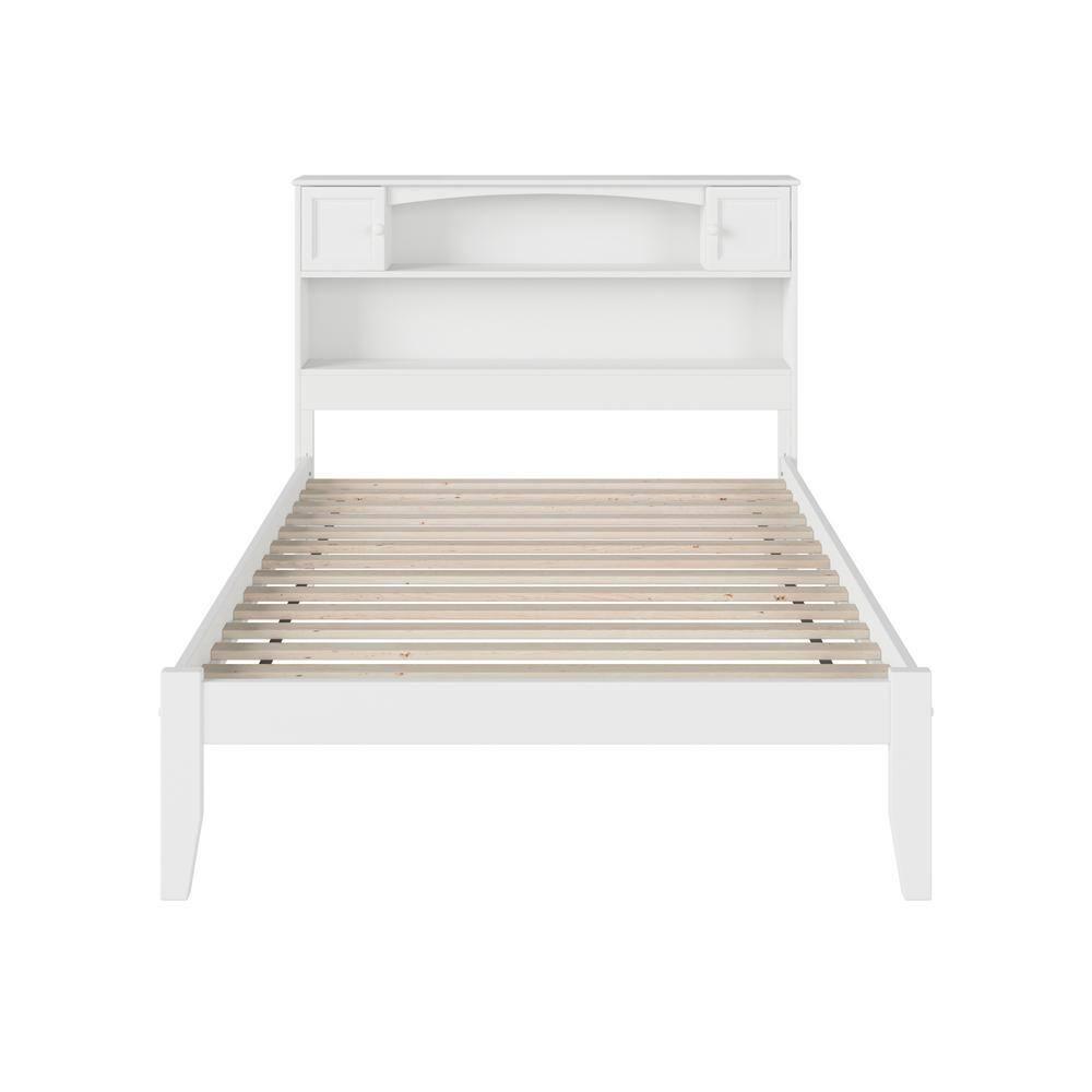 AFI Full Newport Bed with Open Footboard White: Kids' Platform with Bookcase Headboard, No Box Spring Needed