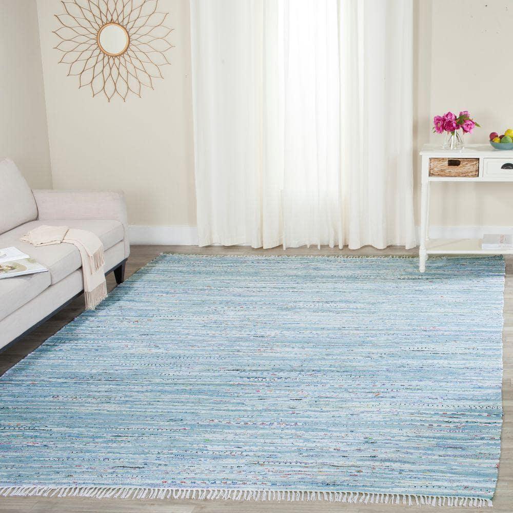 Rag Rug RAR125 Hand Woven Indoor Area Rug - Light Blue/Multi - 5'x7' - Safavieh.