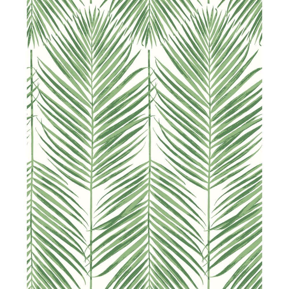 Palm Caribbean Green Vinyl Peel and Stick Wallpaper Roll (Cover 30.75 sq. ft.)