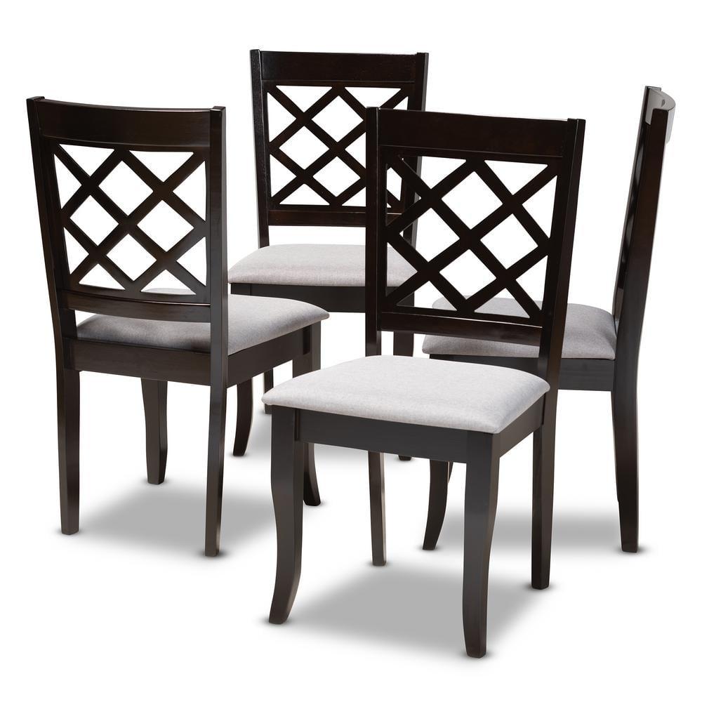 Baxton Studio Verner Silla de Comedor de Madera en Gris y Espresso - Juego de 4