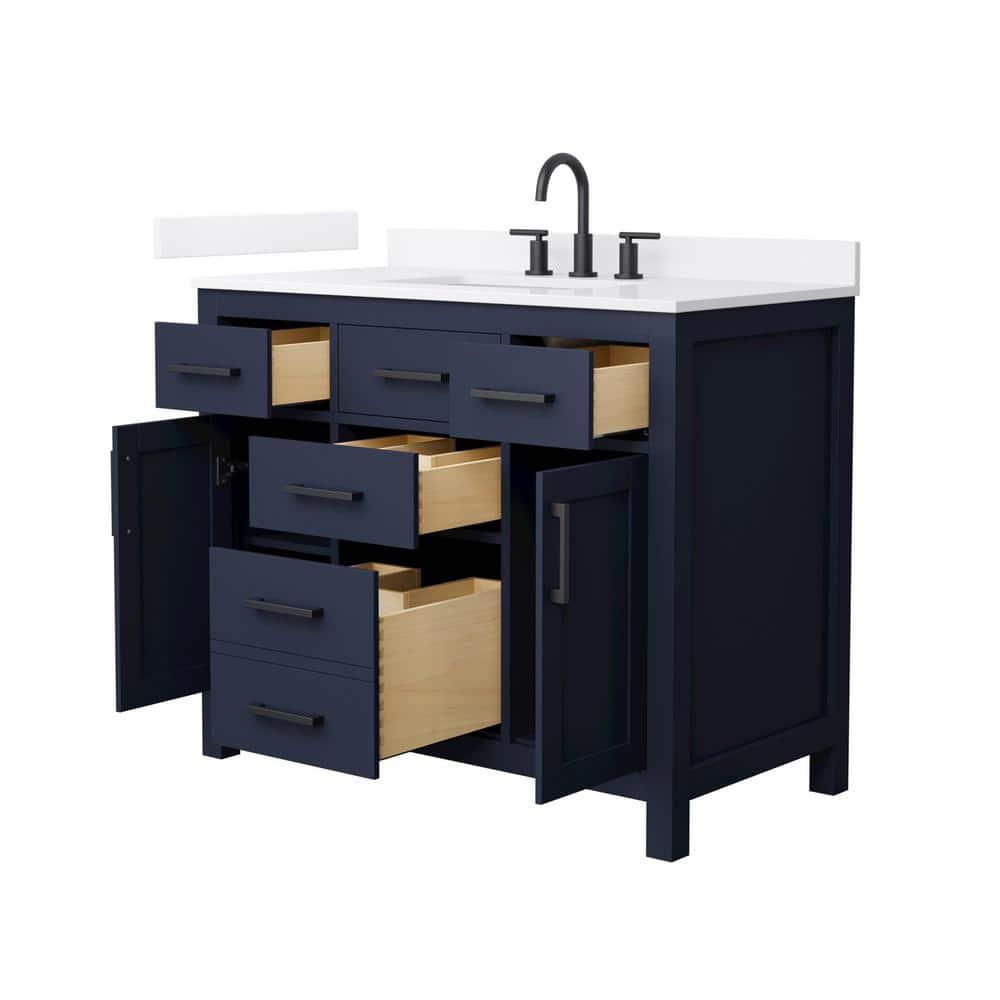 Wyndham Collection Beckett 42" Freestanding Single Bathroom Vanity with Quartz Top