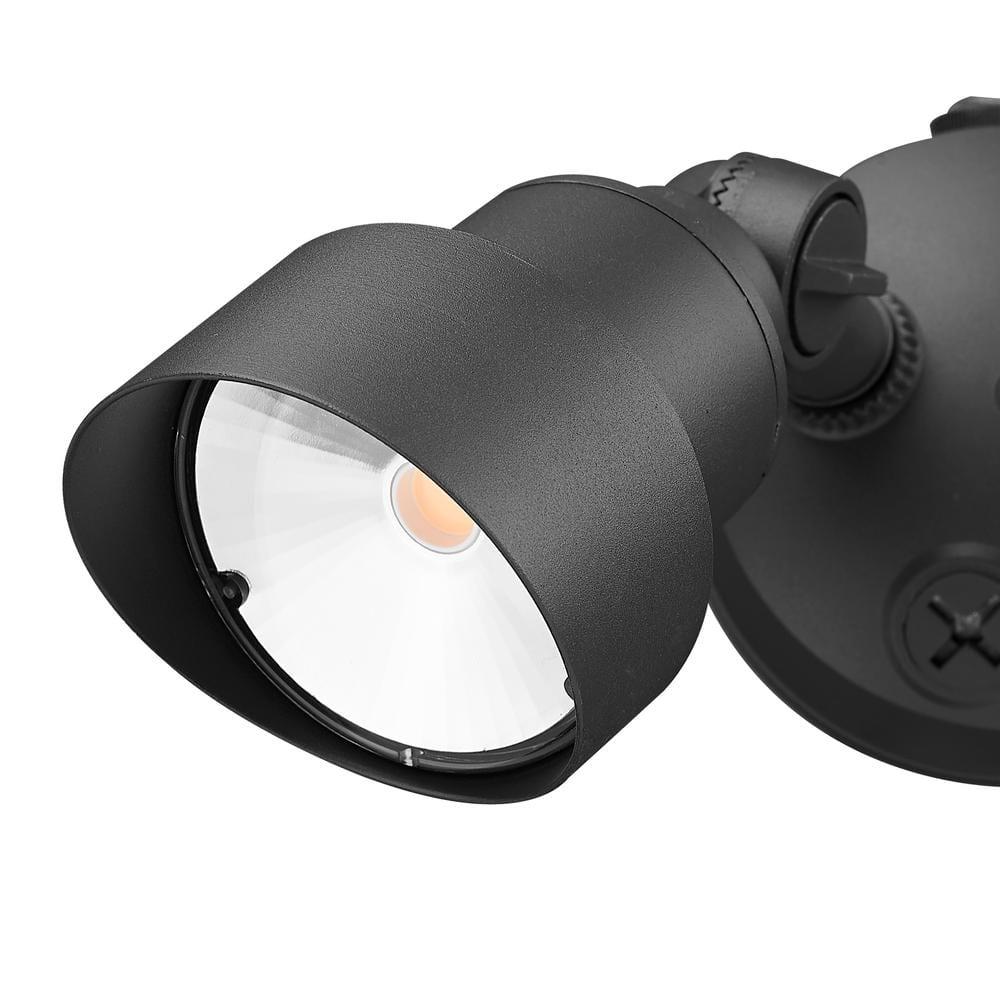 Adjustable Dual-Head Matte Black LED Security Floodlight