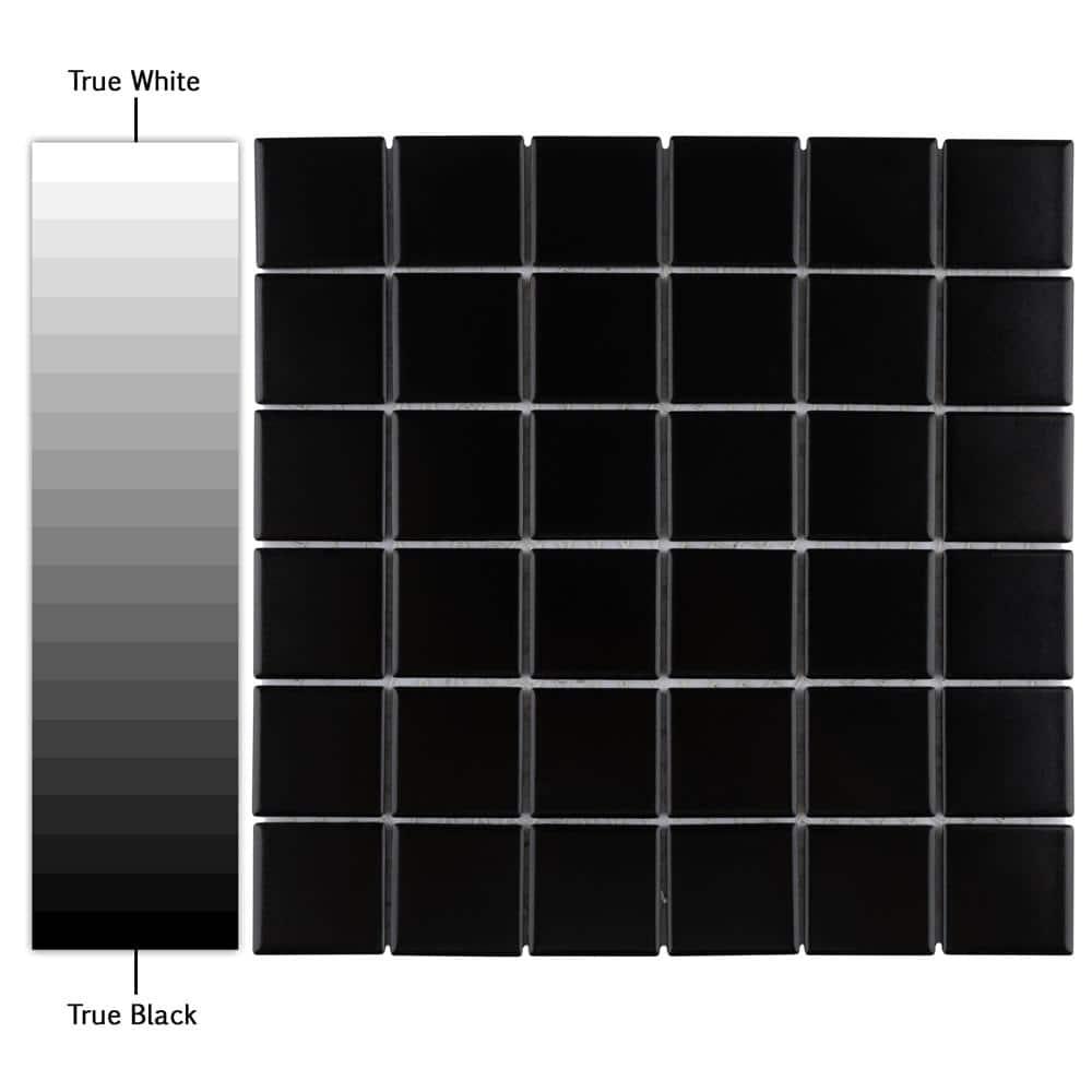 Merola Tile Metro Quad Matte Black 11-3/4" x 11-3/4" Porcelain Mosaic Floor and Wall Tile