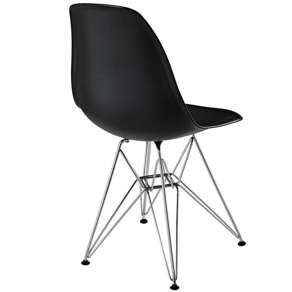 Modway Paris Modern Steel Metal Dining Side Chair in Black Finish