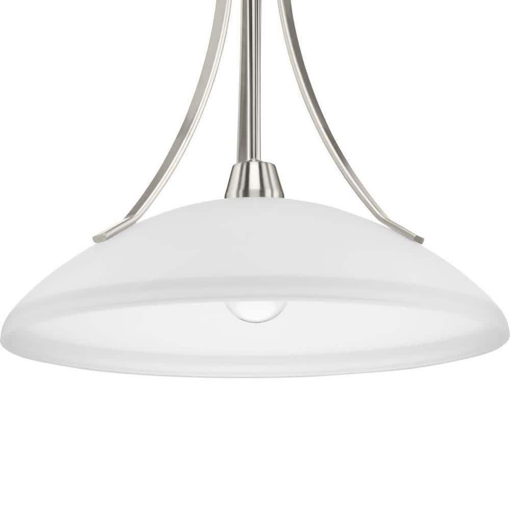Progress Lighting Wisten 1-Light Pendant, Brushed Nickel, Etched Glass Shade Collection