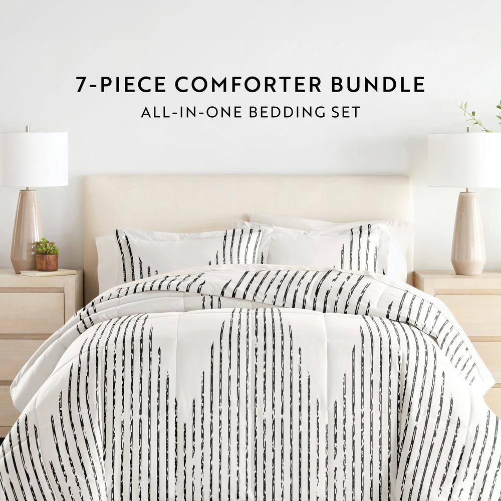 7-Piece Bedding Bundle - Pattern Comforter and Sheet Set