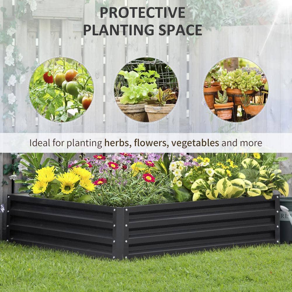 Outsunny 4' x 4' x 1' Galvanized Raised Garden Bed, Planter Raised Bed with Steel Frame for Vegetables, Flowers, Plants and Herbs, Gray