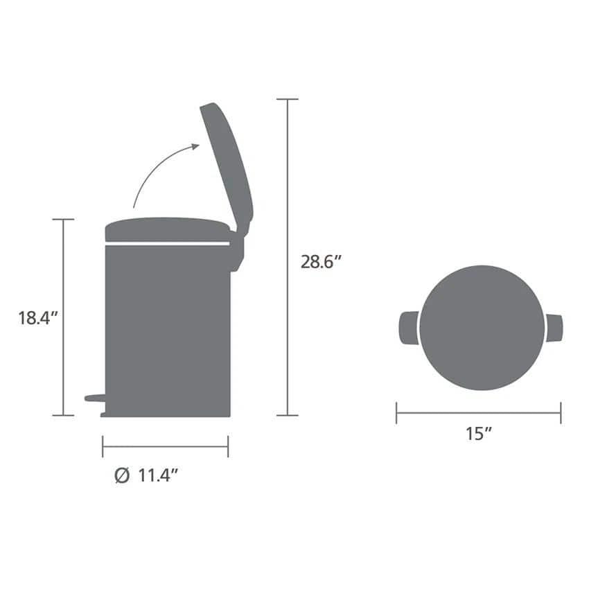 Confident Gray Polypropylene Round Step-On Trash Can, 5.3 Gallon