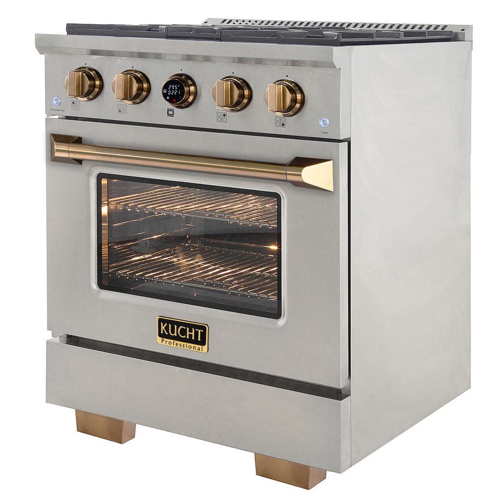 30 in. 4.2 cu.ft. 4-Burners Dual Fuel Range Propane Gas in Stainless Steel Steel