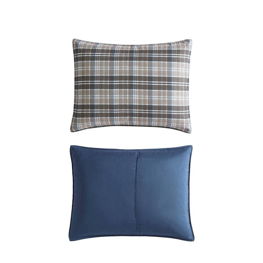 Eddie Bauer Rugged Plaid Brown Microsuede Reversible Duvet Cover Set