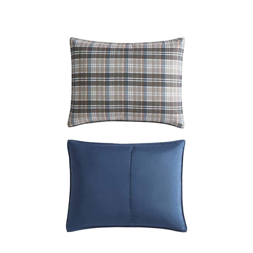 Eddie Bauer Rugged Plaid Brown Microsuede Reversible Duvet Cover Set