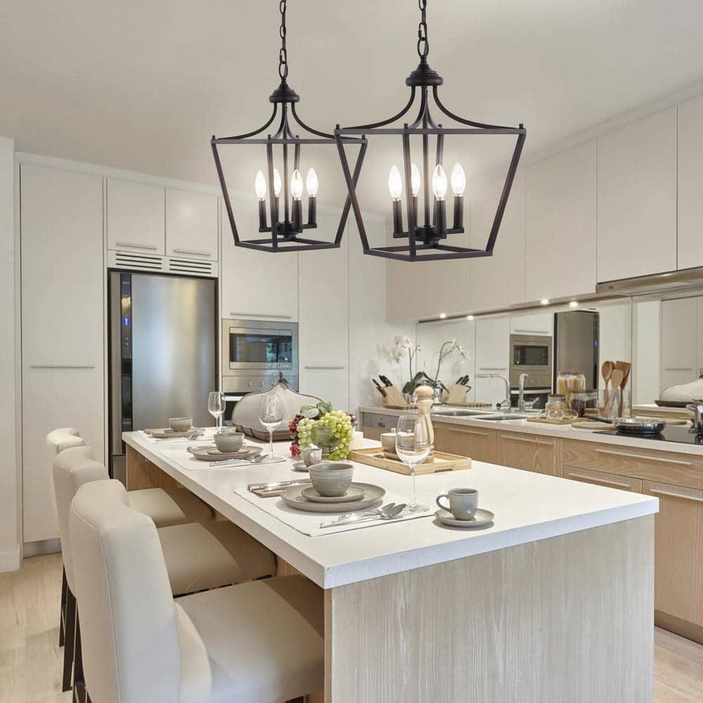 Camden 13" 4-Light Iron Classic Midcentury Pendant Lantern, Oil Rubbed Bronze