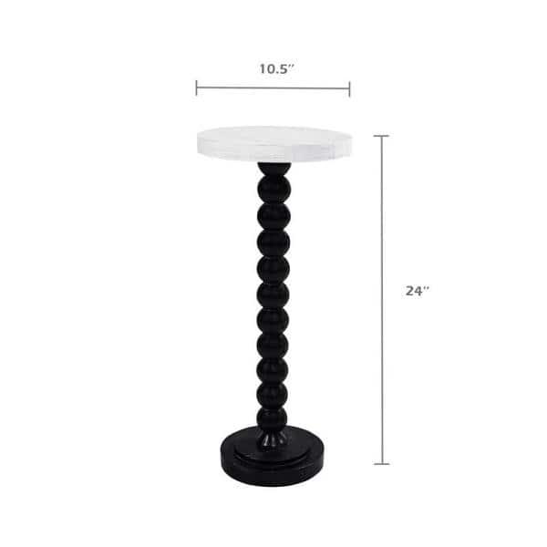 COZAYH Pedestal Small End Table, Contemporary Side Table with Black Base and White Top