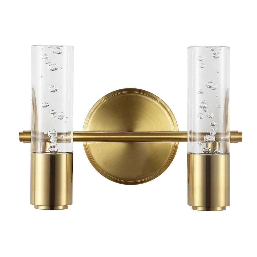 10.75" 2-Light Bolha Minimalist Bubble Acrylic/Iron Wall Sconce Light Brass/Gold - JONATHAN Y: ETL Listed, Modern Vanity Fixture