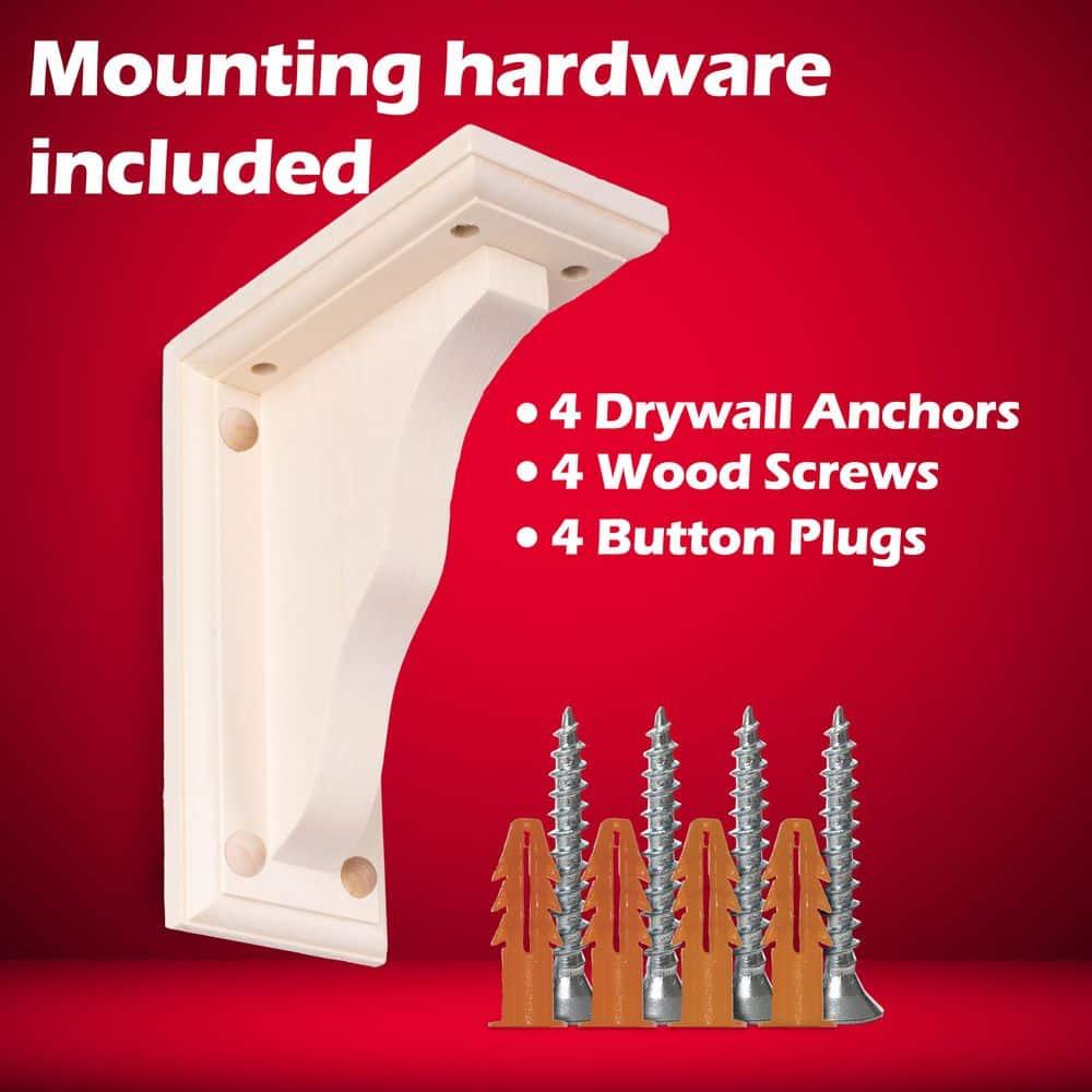 Two-Way Bracket - 9 in. x 7 in. x 3.5 in. - Sanded Unfinished Hardwood - Countersunk and Pre-Drilled - DIY Home Shelving