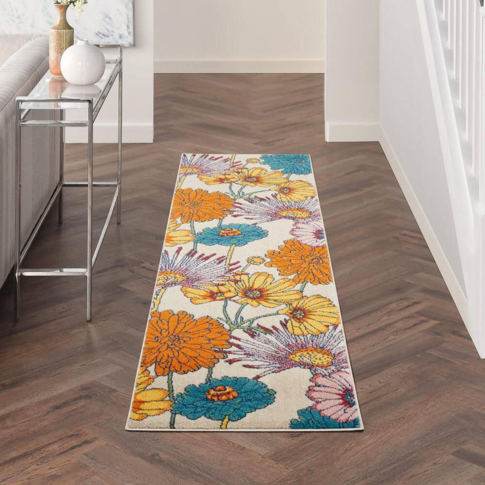 Nourison Allur Oversized Flowers Indoor Area Rug Ivory Multicolor 2'3" x 7'6"