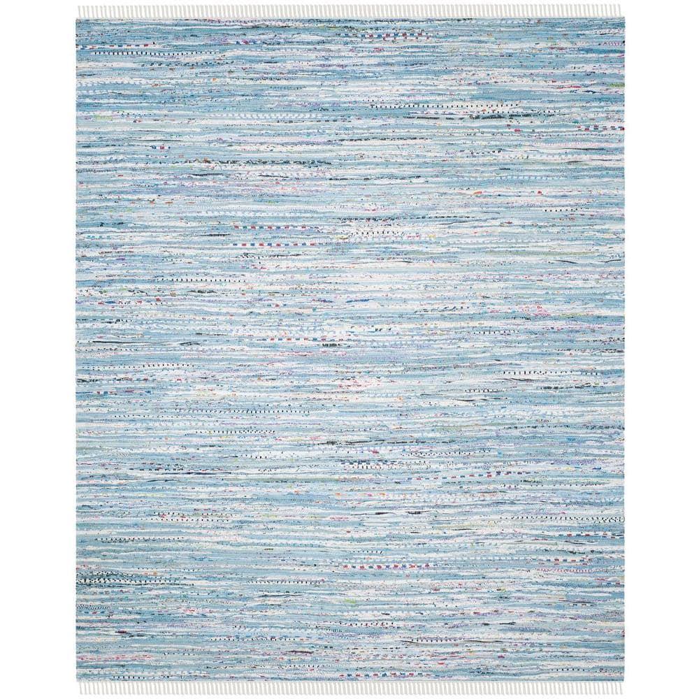 Rag Rug RAR125 Hand Woven Indoor Area Rug - Light Blue/Multi - 5'x7' - Safavieh.