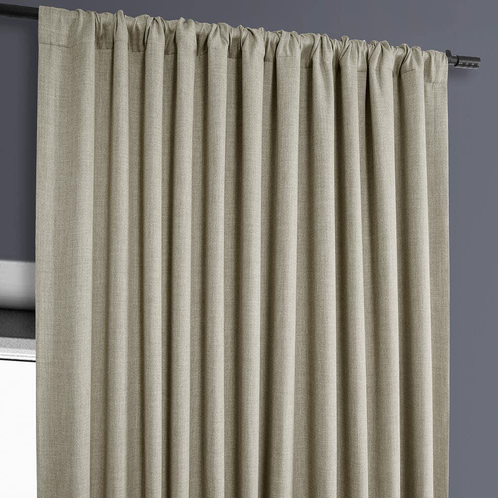 Oatmeal Faux Linen Extra Wide Room Darkening Curtain (1 Panel), Oatmeal, 100W X 108L