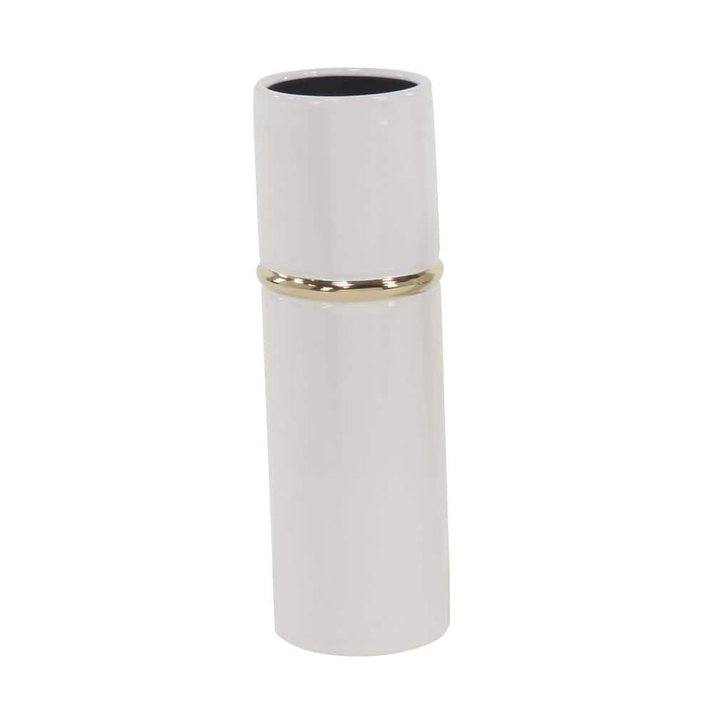 Set of 3 Modern Cylindrical Ceramic Vases White - Olivia & May