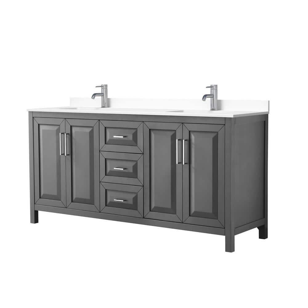 Wyndham Collection Daria 72'' Double Bathroom Vanity with Carrara Marble Top
