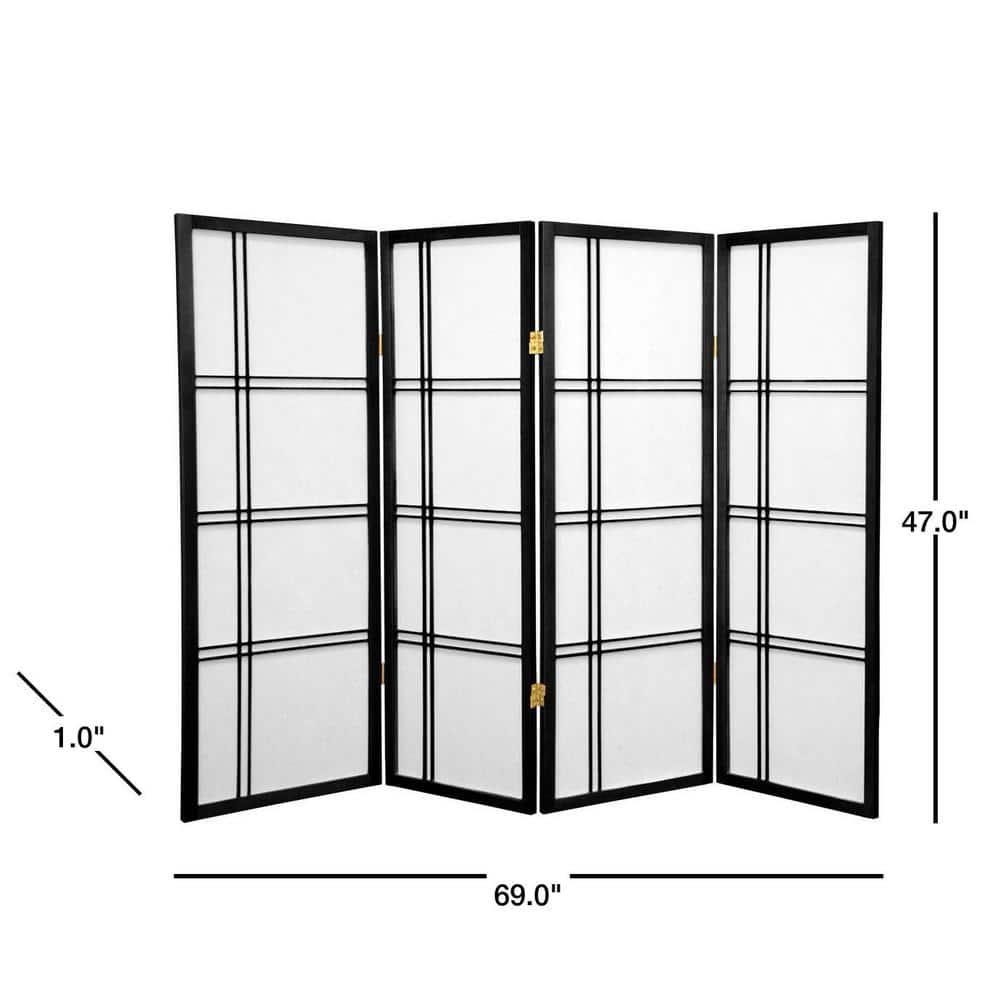 4 ft. Short Double Cross Shoji Screen - Black - 4 Panels
