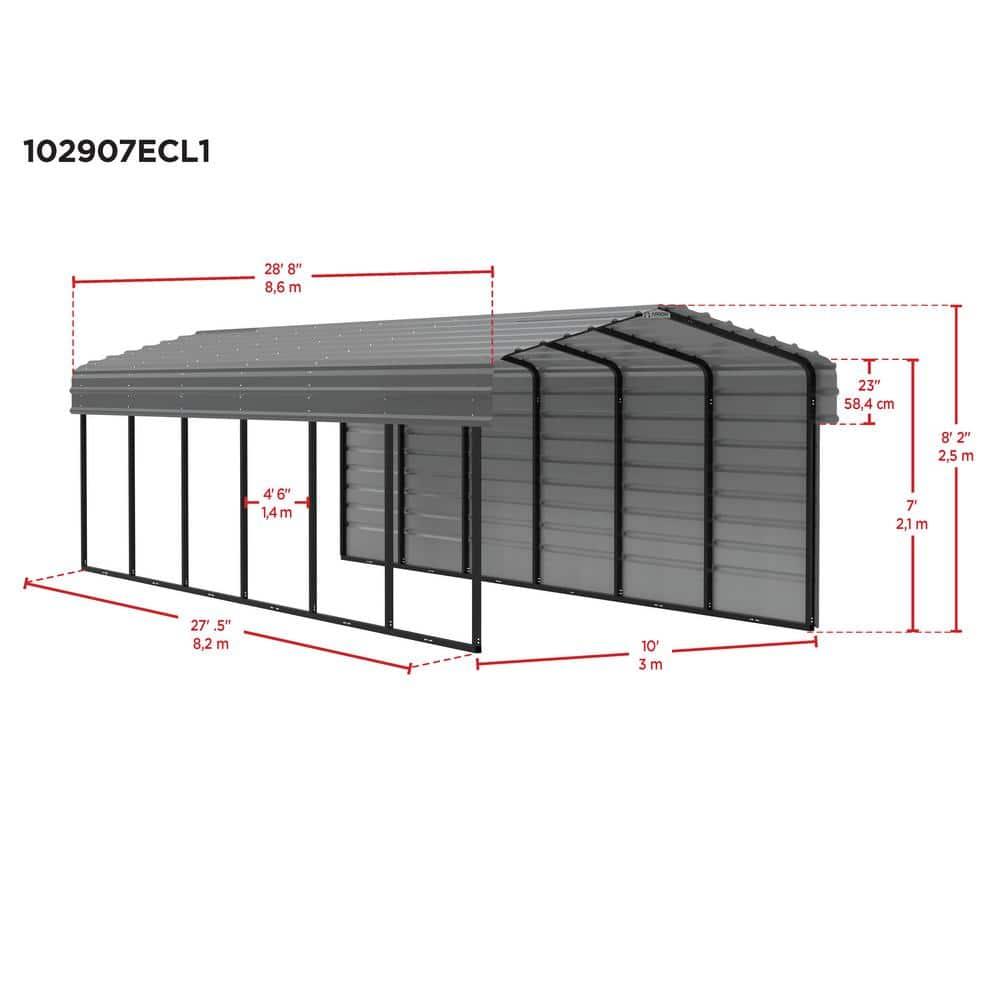 Arrow 29 x 10 ft Carport with 1-sided Enclosure