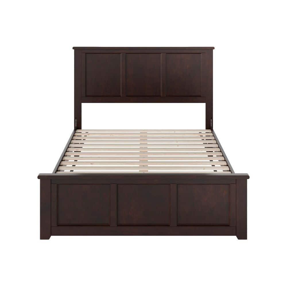 AFI Charlotte Cama con Plataforma de Perfil Bajo de Madera Maciza con Pie de Cama a Juego, Espresso