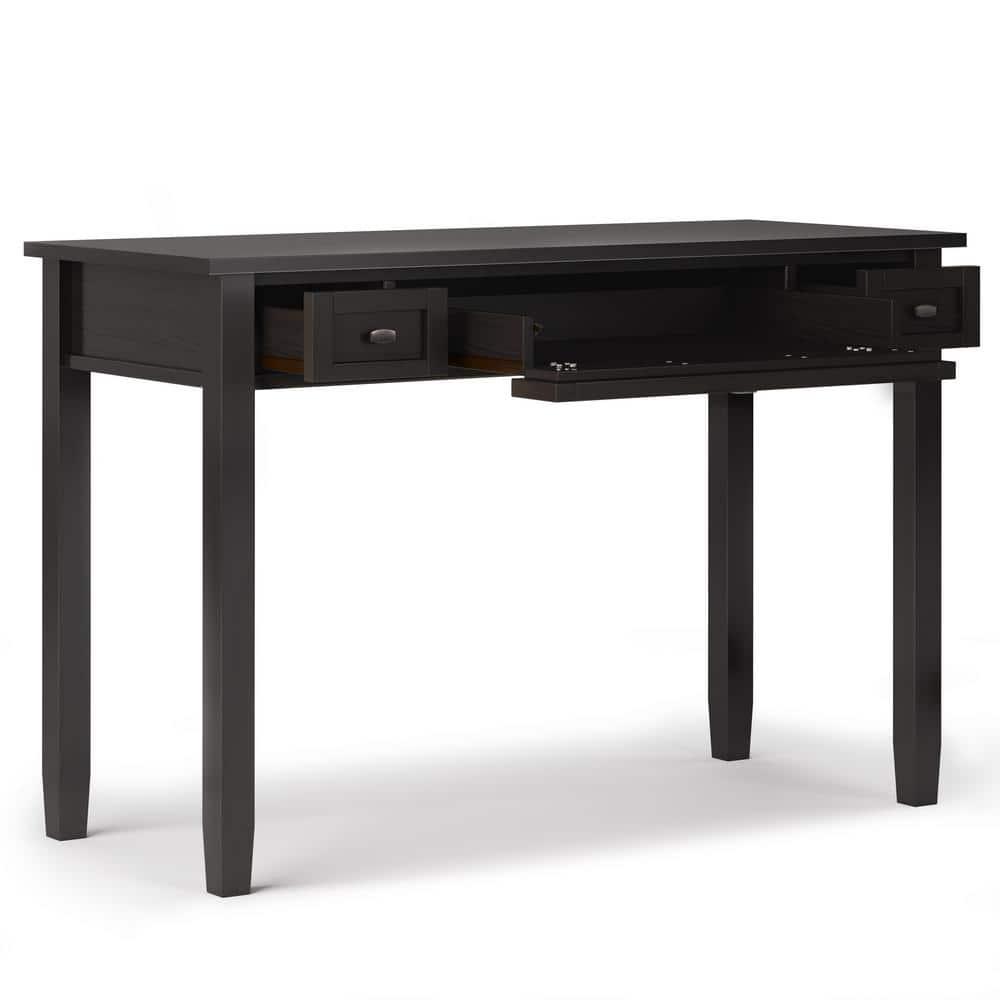 Simpli Home Warm Shaker 48"W Solid Wood Desk, Transitional Style with Keyboard Tray