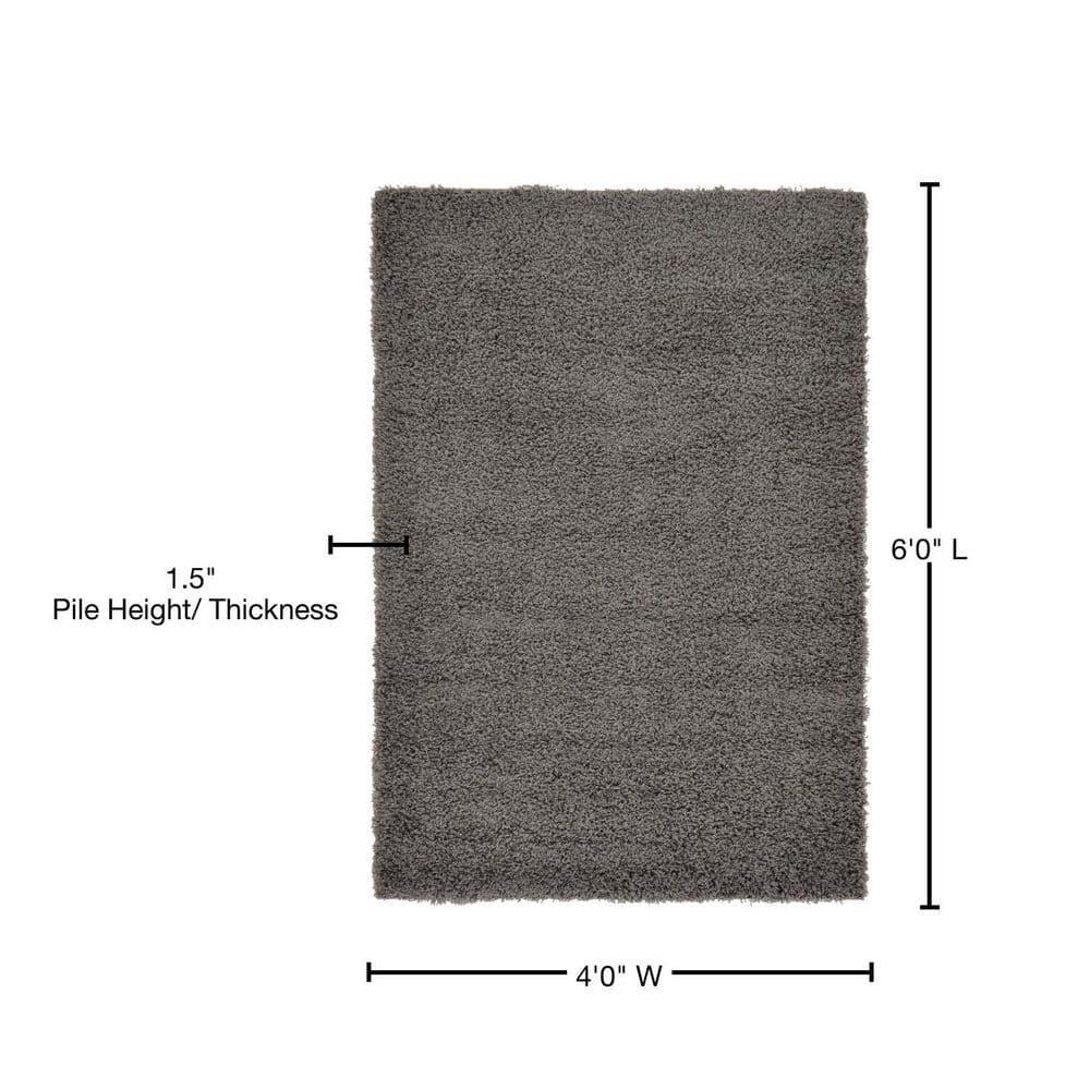 Unique Loom 4' 1 x 6' 1 Solid Shag Graphite Gray Area Rug