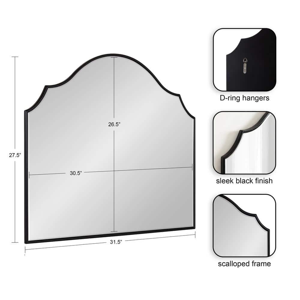 Kate and Laurel Leanna Framed Arch Wall Mirror, 32x28, Black