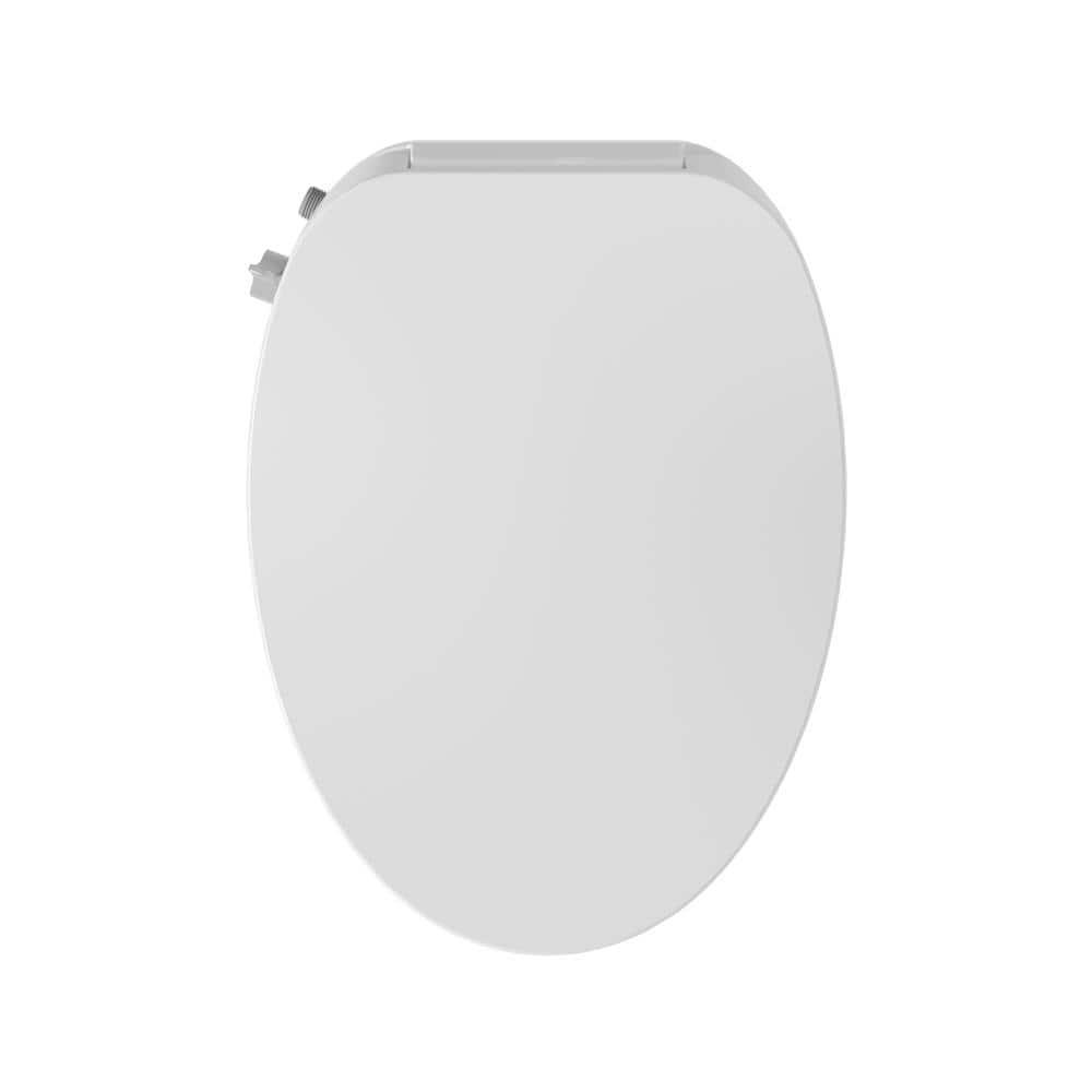 Electric Quiet Close Bidet Seat for Elongated Toilets in White