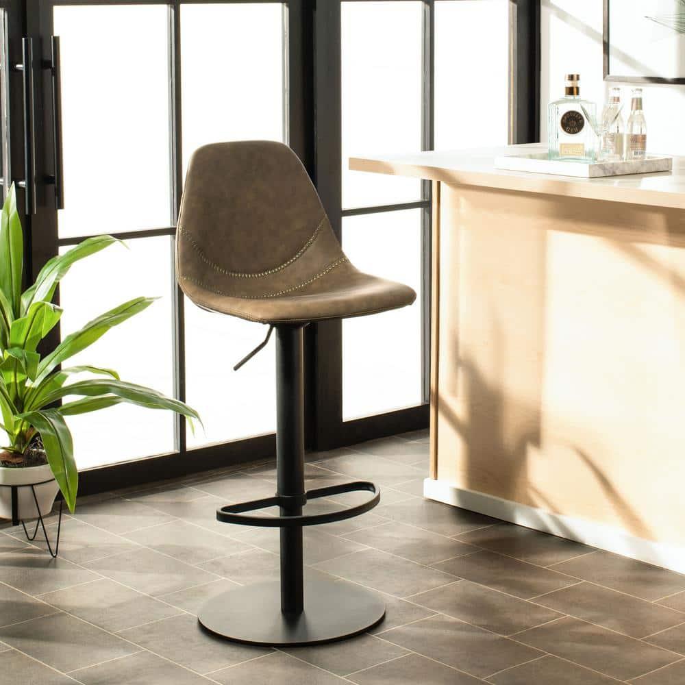 Sky Adjustable Swivel Barstool - BST3003 - Olive/Black - Safavieh