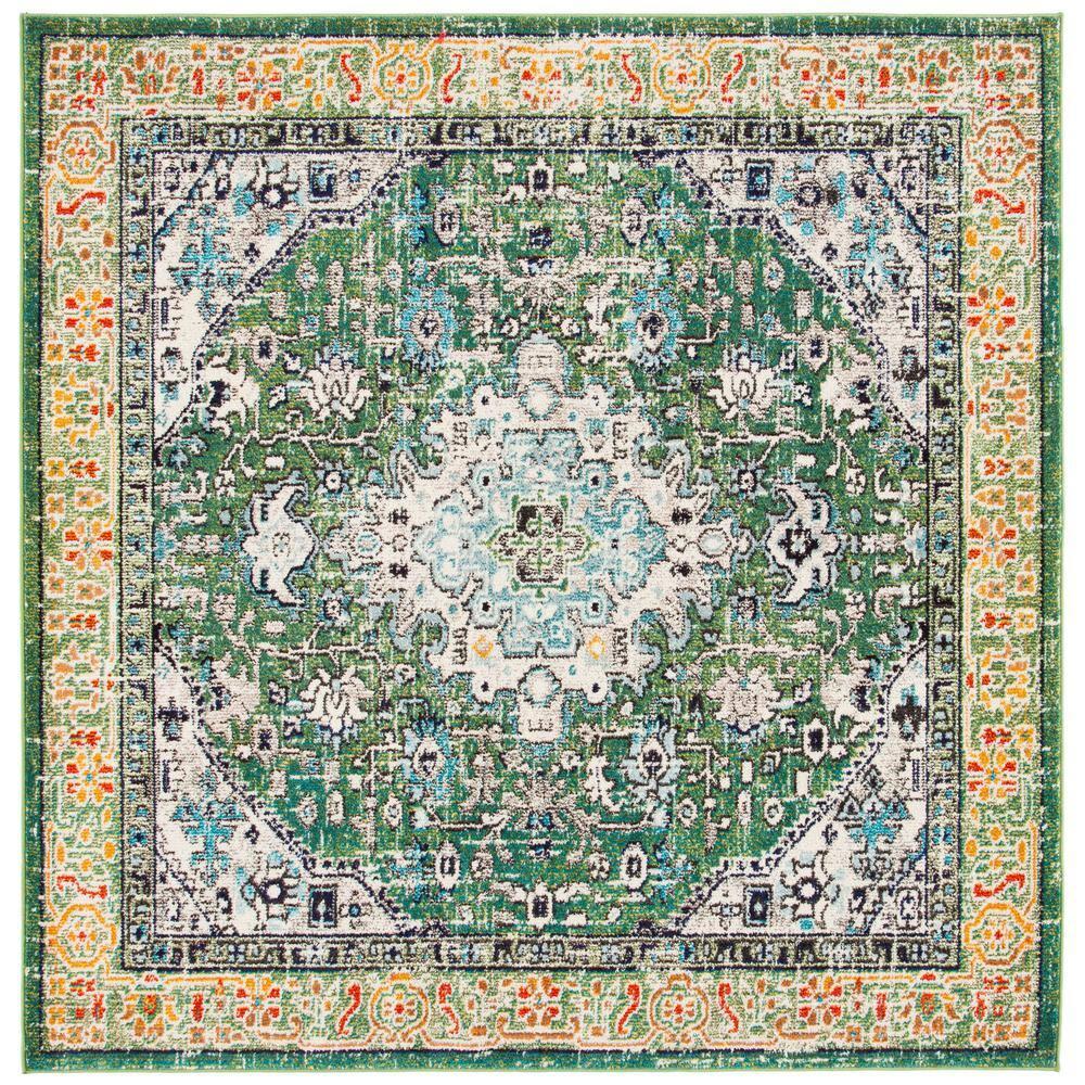 Madison MAD474 Power Loomed Indoor Accent Rug - Green/Turquoise - 3'x3' - Safavieh