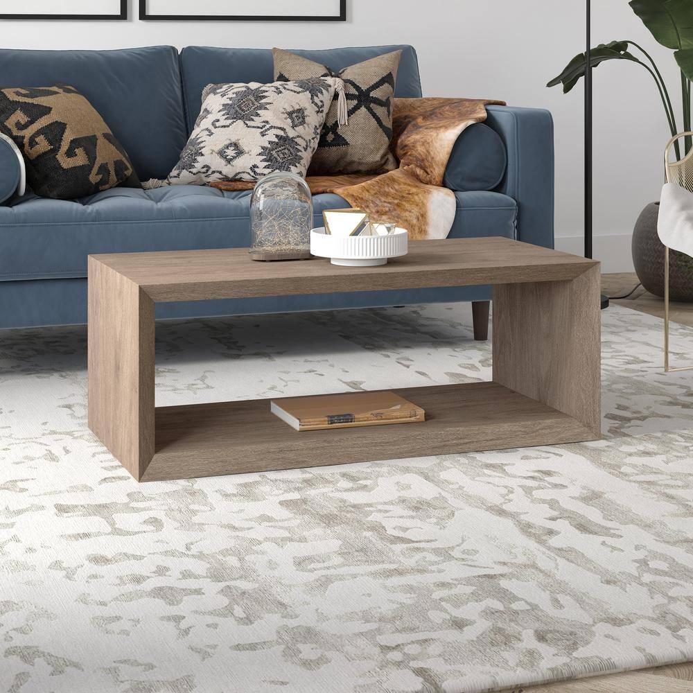Foxtrot Faux Wood Coffee Table With Shelf