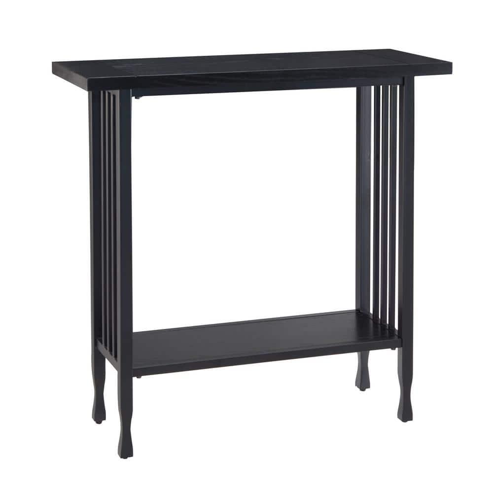Leick Home 11232-BK Ironcraft Rustic Console Table, Black Wash